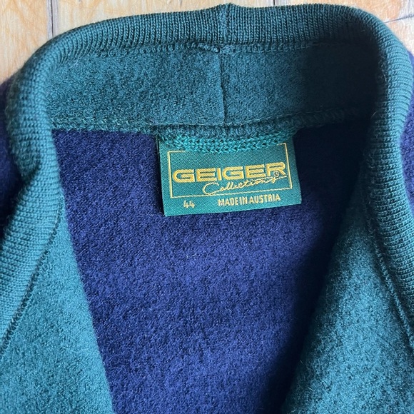 Geiger Navy Green Austria 100% Wool Jacket Vest Cardigan Size 44 - Picture 4 of 8
